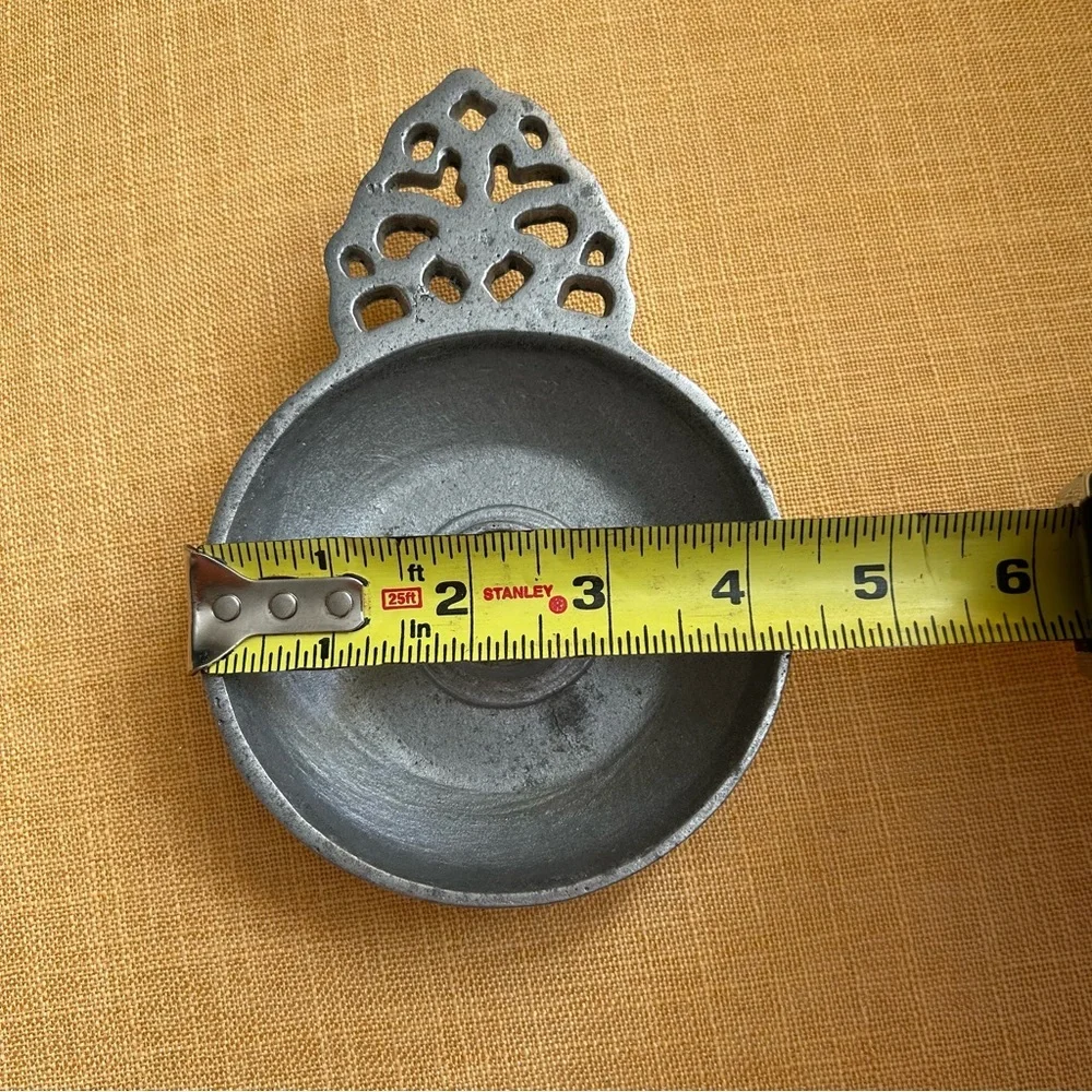 Vintage Porringer Style Pewter Candle Holders colonial Americana